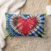 絞り染め赤いハートプリント腰枕 ランバークッション (ブランケット)