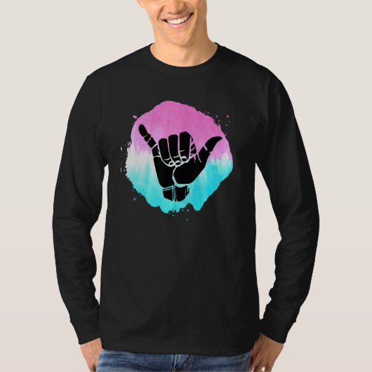 絞り染め釈迦ハンドルーズレインボーカラーサーフィンお尻 Tシャツ (正面)