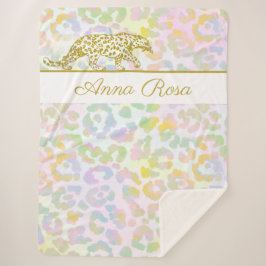 *~*絞り染め金ゴールドレオパードパステルスポット シェルパブランケット