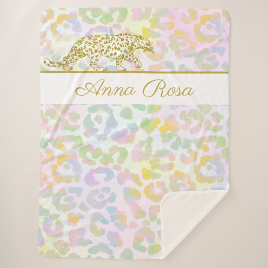 *~*絞り染め金ゴールドレオパードパステルスポット シェルパブランケット (正面)