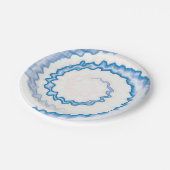絞り染め青い白い旋回パターンパーティー ペーパープレート (アングル)