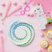 絞り染め青緑色の白い旋回パターンパーティー ペーパープレート (パーティー)