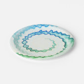 絞り染め青緑色の白い旋回パターンパーティー ペーパープレート (アングル)
