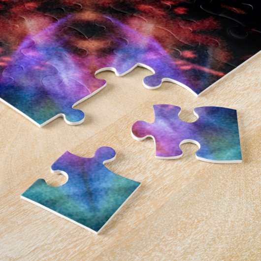 絞り染め鮮やか万華鏡のように千変万化するパターンレインボーマンダラ ジグソーパズル (側面)