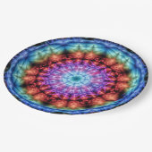 絞り染め鮮やか万華鏡のように千変万化するパターンレインボーマンダラ ペーパープレート (アングル)
