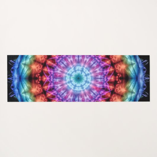 絞り染め鮮やか万華鏡のように千変万化するパターンレインボーマンダラ ヨガマット (裏面(横))