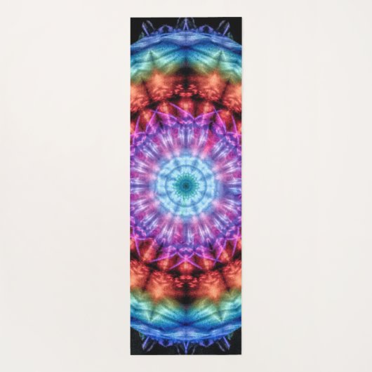 絞り染め鮮やか万華鏡のように千変万化するパターンレインボーマンダラ ヨガマット (裏面)