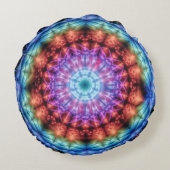 絞り染め鮮やか万華鏡のように千変万化するパターンレインボーマンダラ ラウンドクッション (裏面)