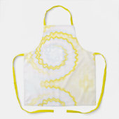 絞り染め黄色の白い渦巻ファンキーきレトロパターン エプロン (正面)