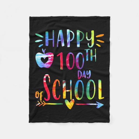 絞り染め100日の学校100日目の紅茶 フリースブランケット (正面)