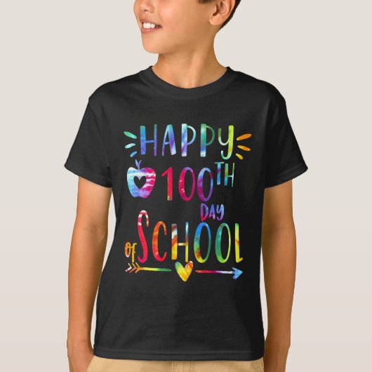 絞り染め100日の学校100日目の紅茶 Tシャツ (正面)