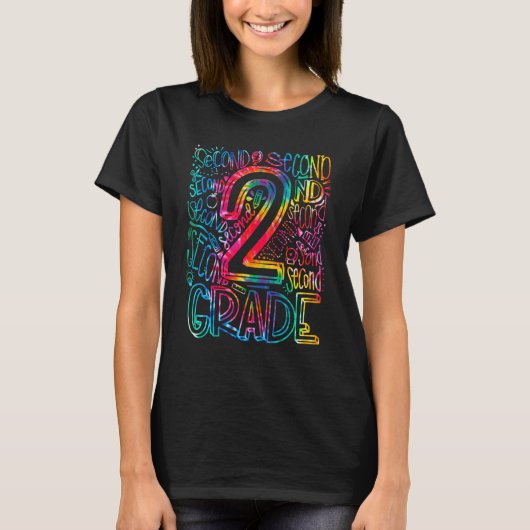 絞り染め2年生新学期先生学生T Tシャツ (正面)