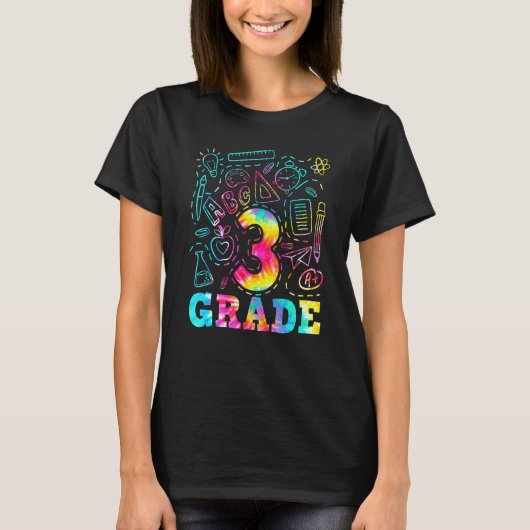 絞り染め3級タイポグラフィチーム3級チーム Tシャツ (正面)