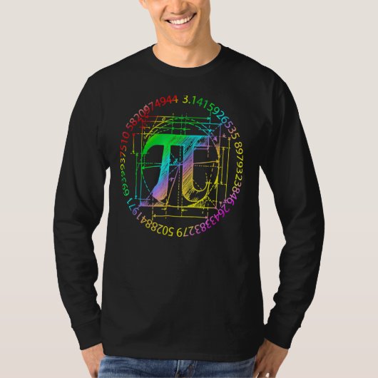 絞り染め3 14 Pi数学先生科学ハッピーPi日 Tシャツ (正面)