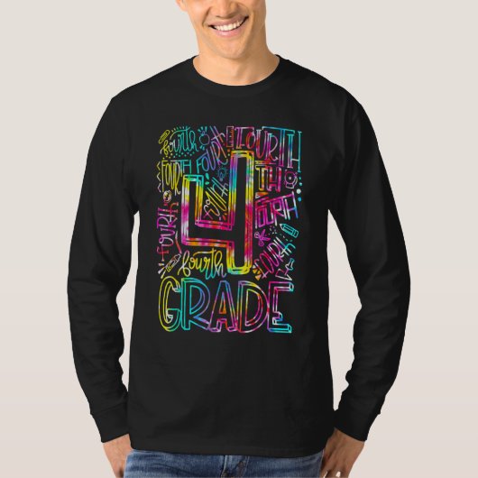 絞り染め4級タイポグラフィチーム4級ティー Tシャツ (正面)