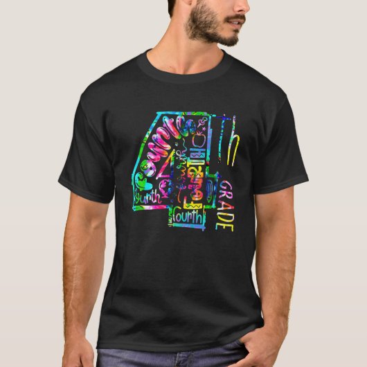 絞り染め4級タイポグラフィ先生初日 Tシャツ (正面)