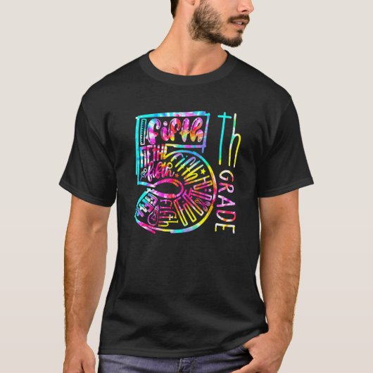 絞り染め5年生タイポグラフィチーム5年生バック Tシャツ (正面)