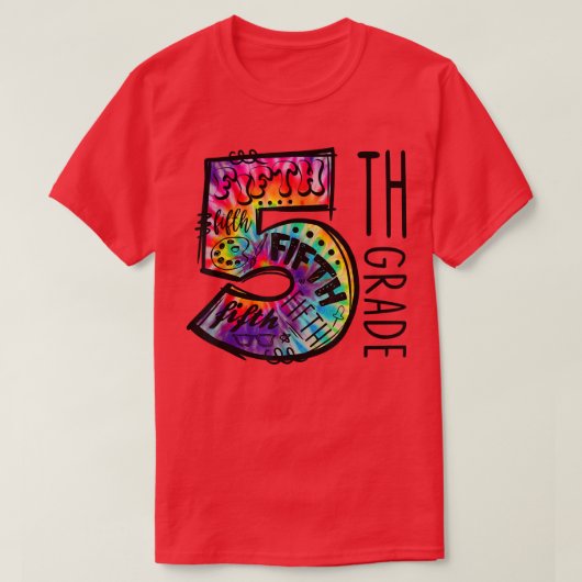 絞り染め5年生ヒッピー新学期学生テ Tシャツ (デザイン正面)