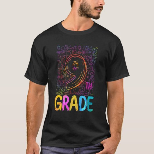 絞り染め9年生新学期ハロー9年生 Tシャツ (正面)