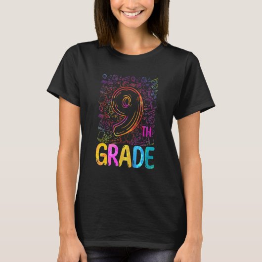 絞り染め9年生新学期ハロー9年生 Tシャツ (正面)