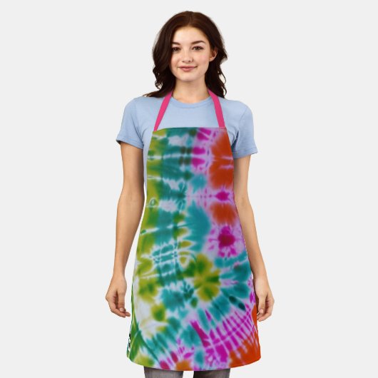 絞り染め エプロン (着用した状態)