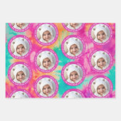 絞り染め- 1枚の写真 – カスタム文字 – ホットピンクティール(緑がかった色) ラッピングペーパーシート (正面)