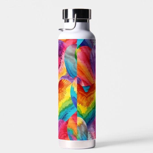 絞り染めGroovyハートカラフルオレンジ、赤、緑 ウォーターボトル (右面)