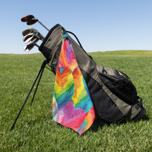 絞り染めGroovyハートカラフルオレンジ、赤、緑 ゴルフタオル (グリーン)