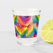 絞り染めGroovyハートカラフルオレンジ、赤、緑 ショットグラス (正面)