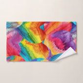 絞り染めGroovyハートカラフルオレンジ、赤、緑 ハンドタオル (ハンドタオル)