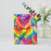 絞り染めGroovyハートカラフルオレンジ、赤、緑 ポストカード (スタンド正面)