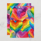 絞り染めGroovyハートカラフルオレンジ、赤、緑 ポストカード (正面/裏面)