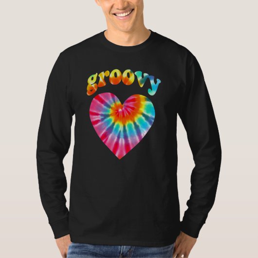 絞り染めGroovy LoveハートHippie 70s衣装W Tシャツ (正面)