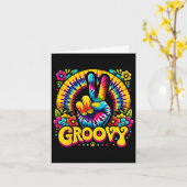 絞り染めGroovy Peace Sign Hippie カード (黄色い花)