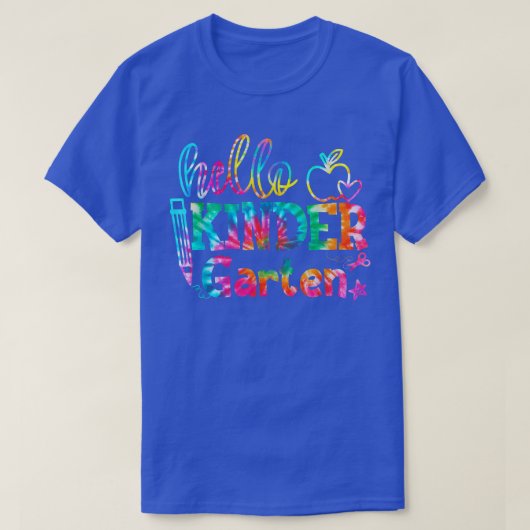 絞り染めHello幼稚園チーム先生PreKバック Tシャツ (デザイン正面)