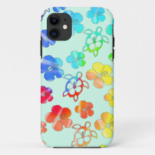 絞り染めHonuおよびハイビスカス iPhone 11 ケース