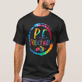 絞り染めPE物理教育先生バックScho Tシャツ