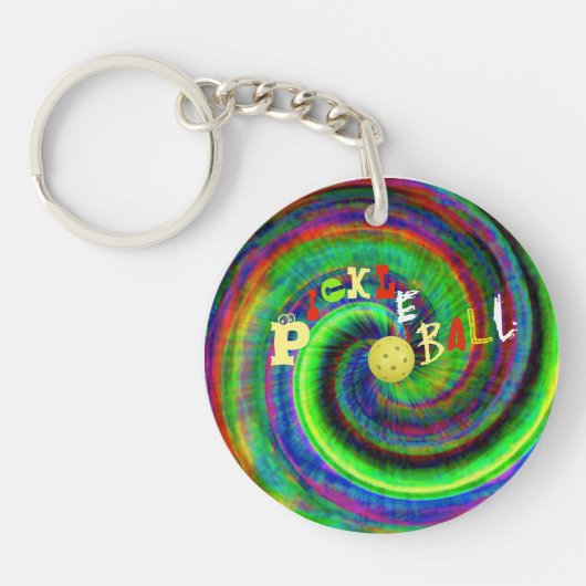 絞り染めPickleball Keychain キーホルダー (正面)