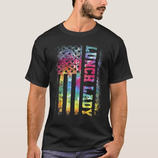 絞り染めUSフラッグランチレディ新学期1 Tシャツ (正面)