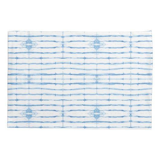 絞り絞り染めブルーライン型枕ケース 枕カバー (裏面)