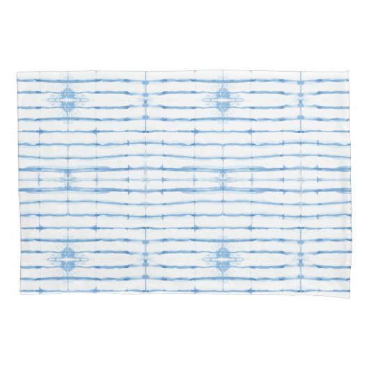 絞り絞り染めブルーライン型枕ケース 枕カバー (正面)