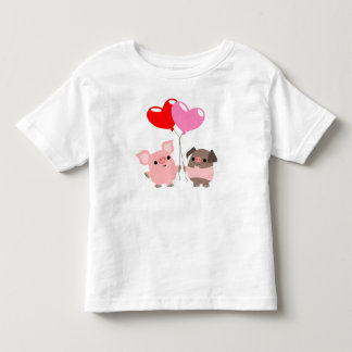 絡まったハート(漫画の豚)子供Tシャツ トドラーTシャツ