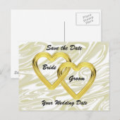 絡み合うゴールドハートの花嫁と花婿 案内ポストカード (正面/裏面)