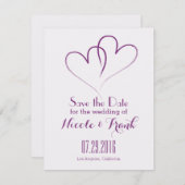 絡み合う2つのハートは日付-紫色--を救います セーブザデート (正面/裏面)