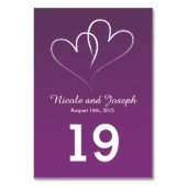 絡み合う2つの白いハート-司教の紫色 テーブルナンバー (裏面)