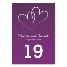 絡み合う2つの白いハート-司教の紫色 テーブルナンバー