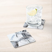 絡み合ったクリスタルワインガラスステム紙コースター スクエアペーパーコースター (インサイチュ)