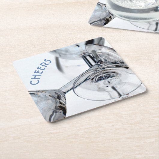 絡み合ったクリスタルワインガラスステム紙コースター スクエアペーパーコースター (アングル)