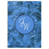 絡み合ったスタイリッシュイニシャルで青く染まる クリップボード (裏面)