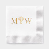 絡み合ったハートカップルと交差2 Initモノグラム 箔ナプキン (正面)